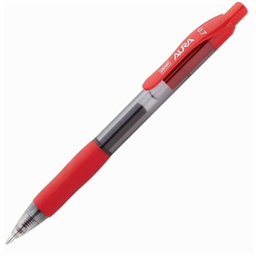 STAPLES Gelschreiber AURA™, Druckmechanik, 0,7 mm, Schreibfarbe: rot (12 Stück)