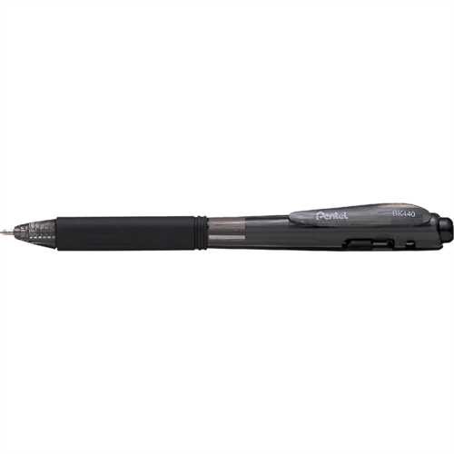 Pentel Kugelschreiber, BK440, Einweg, Druckmechanik, 0,5 mm, Schreibfarbe: schwarz