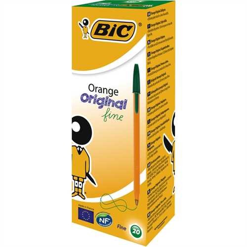 BIC Kugelschreiber, Orange™, 0,35 mm, Schaftfarbe: orange, Schreibfarbe: grün (20 Stück)