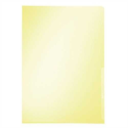 LEITZ Sichthülle Premium, PVC-Hartfolie, oben / rechts offen, A4, 0,15 mm, gelb, glatt (100 Stück)