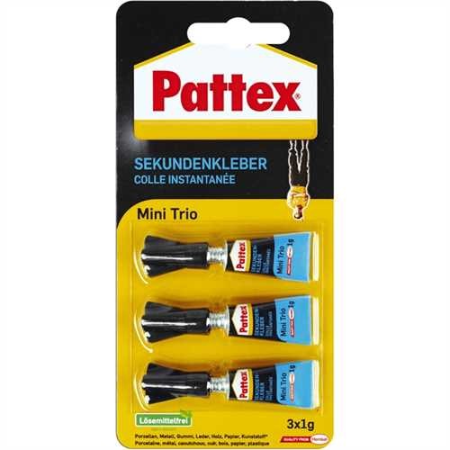 Pattex Sekundenkleber, Mini Trio, 3 x 1 g (3 g)