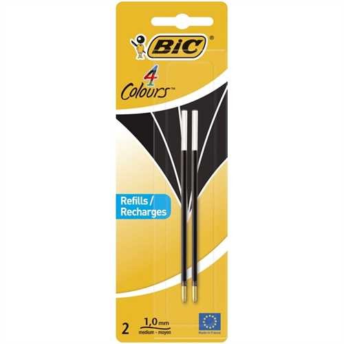 BIC Mehrfarbkugelschreibermine, 4Colours™, Standard, 0,4 mm, Schreibfarbe: schwarz (2 Stück)