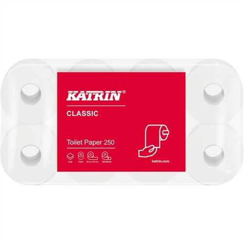 KATRIN Toilettenpapier Classic Toilet 250, 2lagig, auf Rolle, 250 Blatt, weiß (64 Rollen)