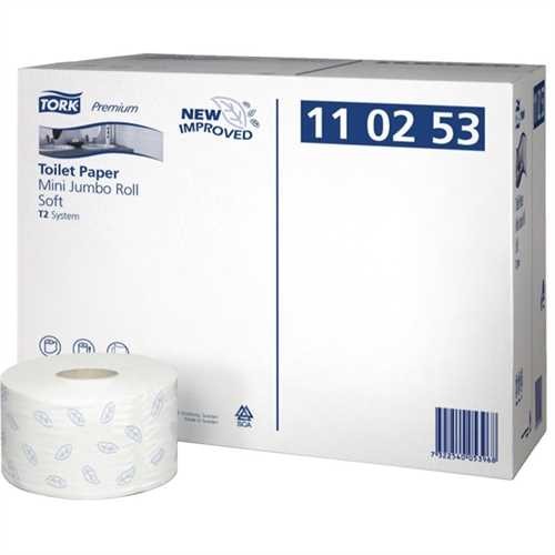 TORK Toilettenpapier Premium, Tissue, 2lagig, auf Rolle, 1.214 Blatt, hochweiß (12 Rollen)
