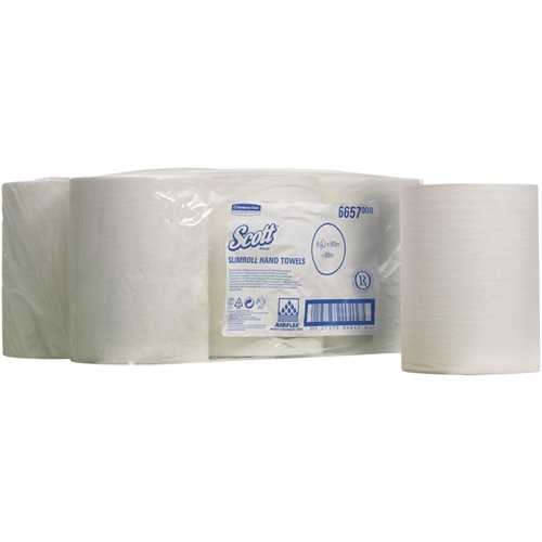 SCOTT Papierhandtuch, Slimroll, 6 x 660 Tücher, 20 x 25 cm, weiß (6 Rollen)