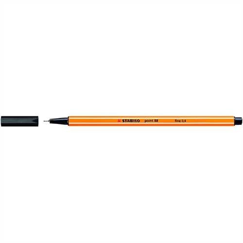 STABILO Fineliner point 88, mit Kappe, 0,4 mm, Schreibfarbe: schwarz (10 Stück)