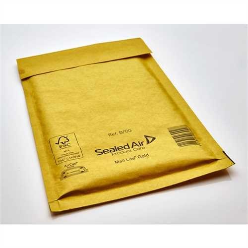 Mail Lite Luftpolstertasche, selbstklebend, Typ: B/00, innen: 120 x 210 mm, Kraftpapier, 80 g/m², go