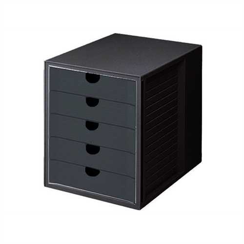 HAN Schubladenbox, PS, mit 5 geschlossenen Schubladen, A4, 275 x 330 x 320 mm, schwarz