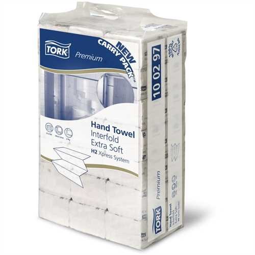 TORK Papierhandtuch Premium, TAD, 2lagig, Interfold, 21 x 100 Tücher, 21 x 34 cm, weiß (2.100 Stück)
