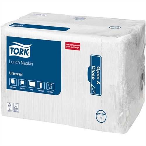 TORK Serviette, Universal, 1lagig, 1/8 Falz, 33 x 33 cm, weiß (500 Stück)