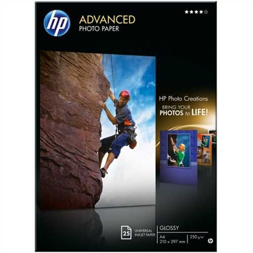 HP Inkjetpapier Advanced Photo Paper, A4, 250 g/m², weiß, hochglänzend (25 Blatt)