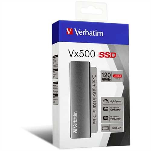 Verbatim Festplatte Vx500 SSD, USB 3.1, extern, 120 GB, 92 x 29 x 9 mm, 29 g