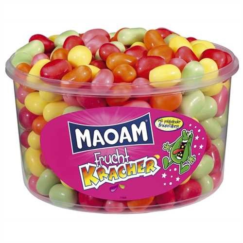 MAOAM Bonbon FRUCHT KRACHER, 265 Stück, sortiert, Klarsichtdose (1.200 g)