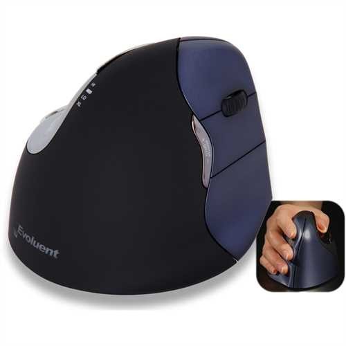 BAKKER ELKHUIZEN Maus Evoluent 4 Wireless, für Rechtshänder, ergonomisch, kabellos, USB, schwarz/sil