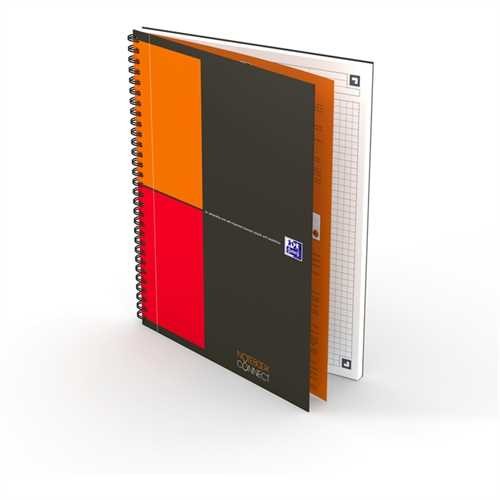Oxford Collegeblock International Notebook, Karton, kariert, 10fach Lochung, B5, 90 g/m², weiß, 80 B