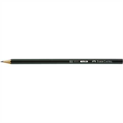 FABER-CASTELL Bleistift 1111, sechseckig, 2B, Schaftfarbe: schwarz (12 Stück)