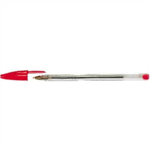 BIC Kugelschreiber, Cristal, 0,4 mm, Schaftfarbe: farblos, transparent, Schreibfarbe: rot (50 Stück)