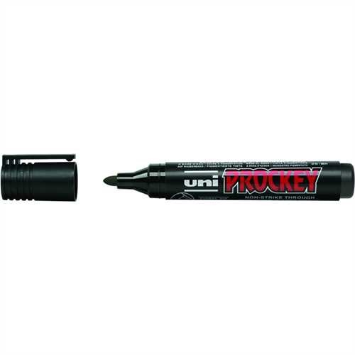 uni Permanentmarker Prockey, Rundspitze, 1,5 - 3 mm, Schaftfarbe: schwarz, Schreibfarbe: schwarz