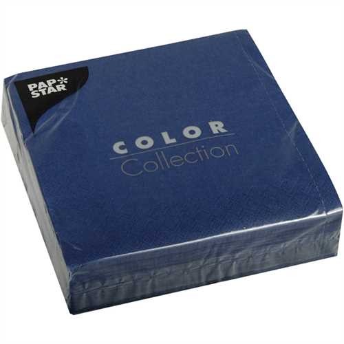 PAPSTAR Serviette COLOR Collection, Tissue, 3lagig, 1/4 Falz, 33 x 33 cm, dunkelblau (50 Stück)