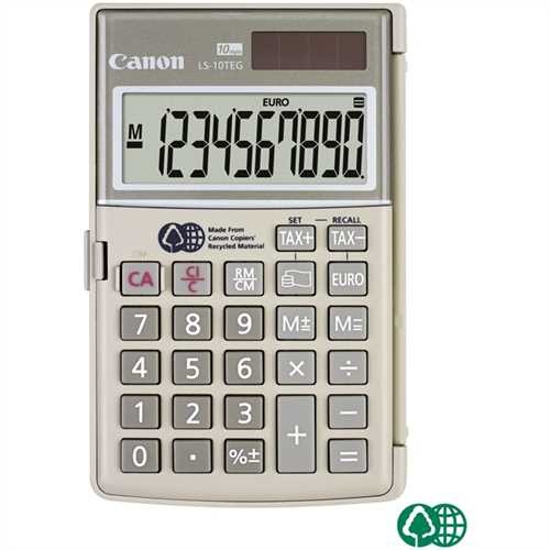 Canon Taschenrechner, LS-10TEG, Solar-/Batteriebetrieb, mit Schutzhülle, LCD, 10stellig, 78 x 122 x