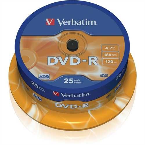 Verbatim DVD-R, Spindel, einmalbeschreibbar, 4,7 GB, 16 x (25 Stück)