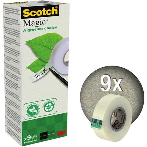 Scotch Klebeband Magic™ A greener choice, selbstklebend, permanent, 19 mm x 33 m, transparent (9 Rol