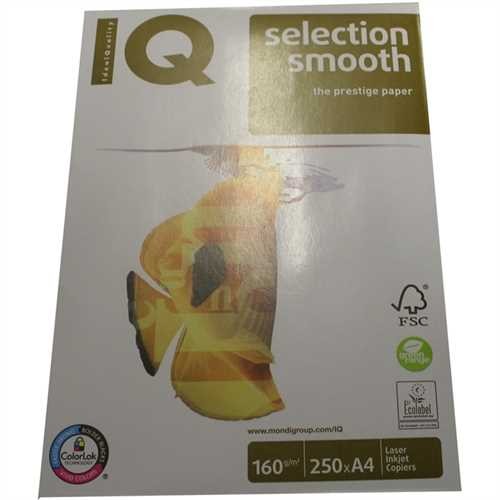 IQ Multifunktionspapier selection smooth, A4, 160 g/m², holzfrei, hochweiß (250 Blatt)