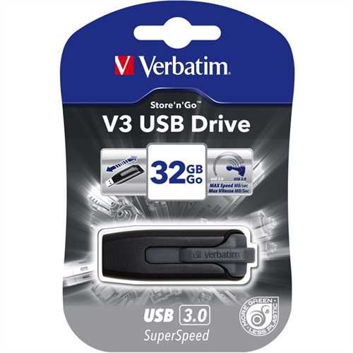 Verbatim USB-Stick V3 Store 'n' Go, 32 GB, Schreibgeschwindigkeit: 25 MB/s, Lesegeschwindigkeit: 80