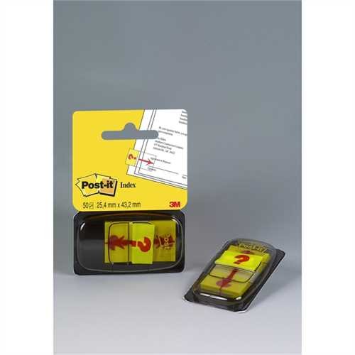 Post-it Haftmarker 680, mit Symbol, Fragezeichen, 25,4 x 43,2 mm, gelb, Druckfarbe: rot, 50 Blatt (1