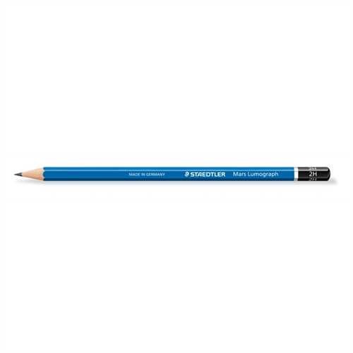 STAEDTLER Bleistift Mars Lumograph 100, sechseckig, 2H, Schaftfarbe: blau (12 Stück)