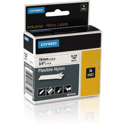 DYMO Schriftbandkassette, Rhino, Nylon, 19 mm x 3,5 m, schwarz auf weiß