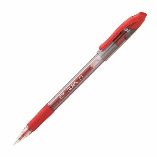 STAPLES Gelschreiber AURA™, mit Kappe, 0,7 mm, Schreibfarbe: rot (12 Stück)
