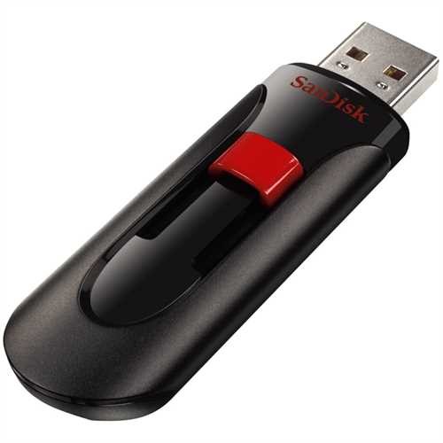 SanDisk USB-Stick Cruzer Glide™, USB 2.0, 64 GB, schwarz/rot