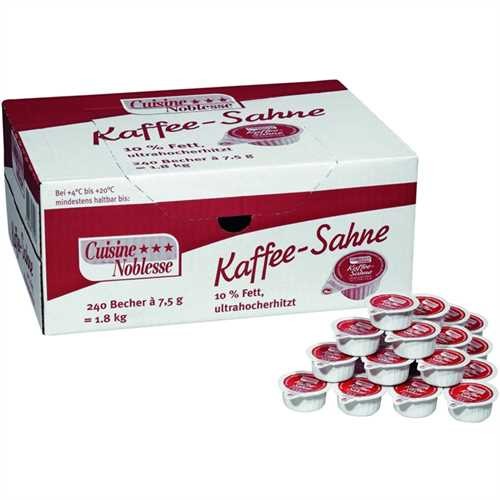 CUISINE NOBLESSE Kaffeesahne, 10 %, Karton, 240 Portionen à 7,5 g (1.800 g)