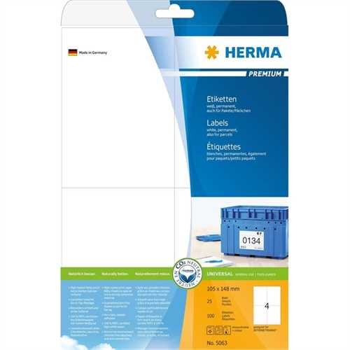 HERMA Etikett, Inkjet/Laser/Kopierer, selbstklebend, 105 x 148 mm, weiß (100 Stück)