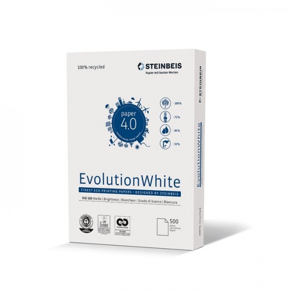 Steinbeis Multifunktionspapier EvolutionWhite, A4, 80 g/m², Recycling, weiß (500 Blatt)