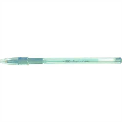 BIC Kugelschreiber Cristal GRIP, Einweg, mit Kappe, 0,4 mm, transparent, Schreibfarbe: schwarz