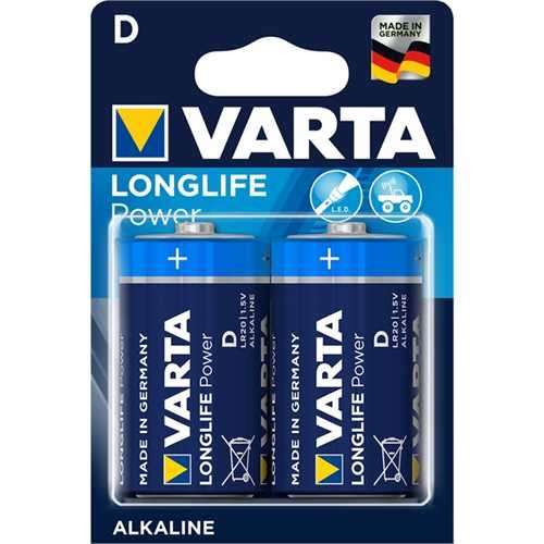 VARTA Batterie, LONGLIFE Power, Mono, D, LR20, 1,5 V, 16.500 mAh (2 Stück)