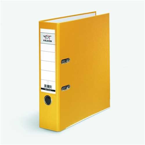 FALKEN Ordner PP-Color, PP-kaschiert, Einsteckrückenschild, mit Griffloch, A4, 80 mm, gelb