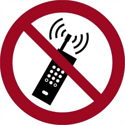 SSS SIGNUM SAFETY SIGNS Etikett, P013 - Mobiltelefone verboten, Ø: 200 mm, Druckfarbe: schwarz/rot