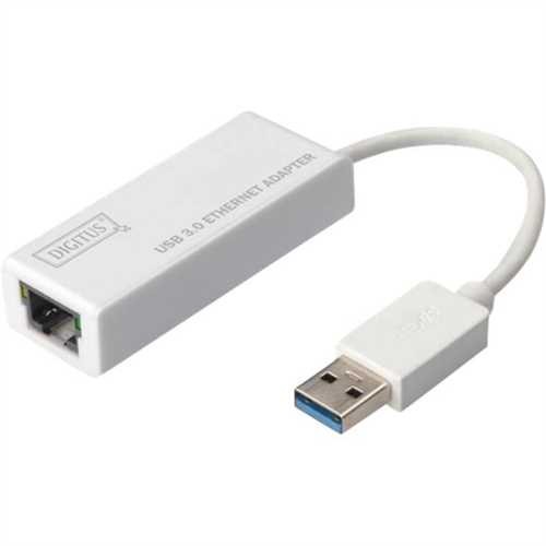 DIGITUS Adapter Ethernet USB-3.0, USB A/RJ-45 - Stecker/Buchse, weiß