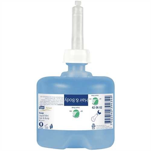 TORK Seifencreme Premium, Hair & Body, Nachfüllung, 8 x 475 ml, blau (3.800 ml)