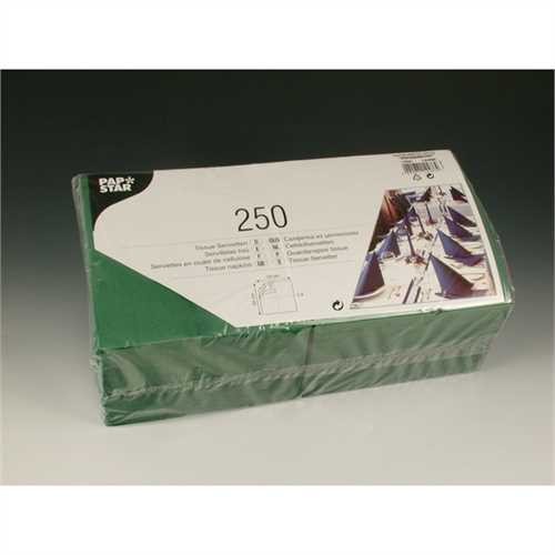 PAPSTAR Serviette, Tissue, 3lagig, 1/4 Falz, 33 x 33 cm, dunkelgrün (250 Stück)