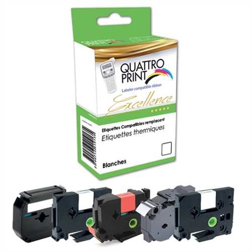 Quattro Print kompatible Beschriftungsbänder für Dymo S072530/45013, 12 mm x 7 m, schwarz auf weiß