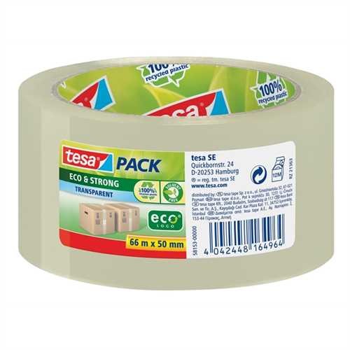 tesa Verpackungsklebeband ECO & STRONG, Polypropylen (RC), 50 mm x 66 m, farblos, transparent (1 Stü