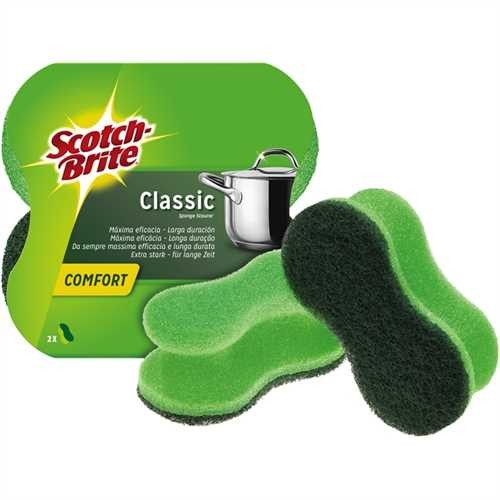 Scotch-Brite™ Reinigungsschwamm Classic COMFORT, mit Scheuervlies, grün/dunkelgrün (2 Stück)