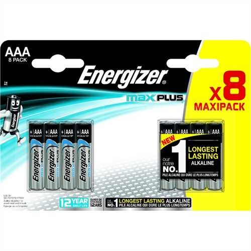 Energizer Batterie, MAX PLUS™, Alkaline, Micro, AAA, LR03, 1,5 V (8 Stück)
