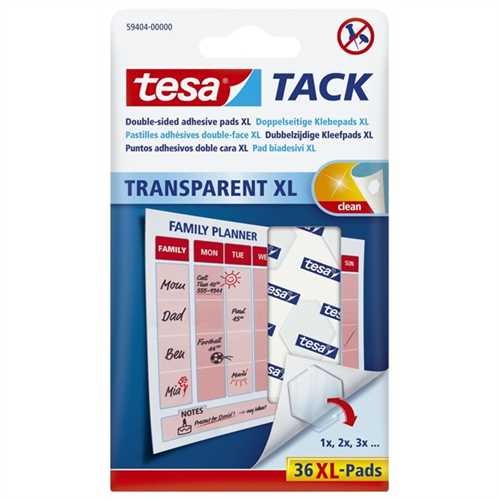 tesa Doppelklebestück TACK XL, selbstklebend, fest haftend, dennoch ablösbar, 20 x 24 mm (36 Stück)