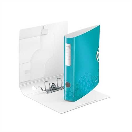 LEITZ Ordner Acitve WOW, Polyfoam, SK-Rückenschild, mit Griffloch, A4, 82 mm, eisblau, metallic