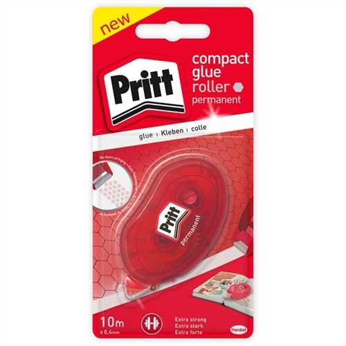 Pritt Kleberoller compact permanent, Einweg, 8,4 mm x 10 m, rot